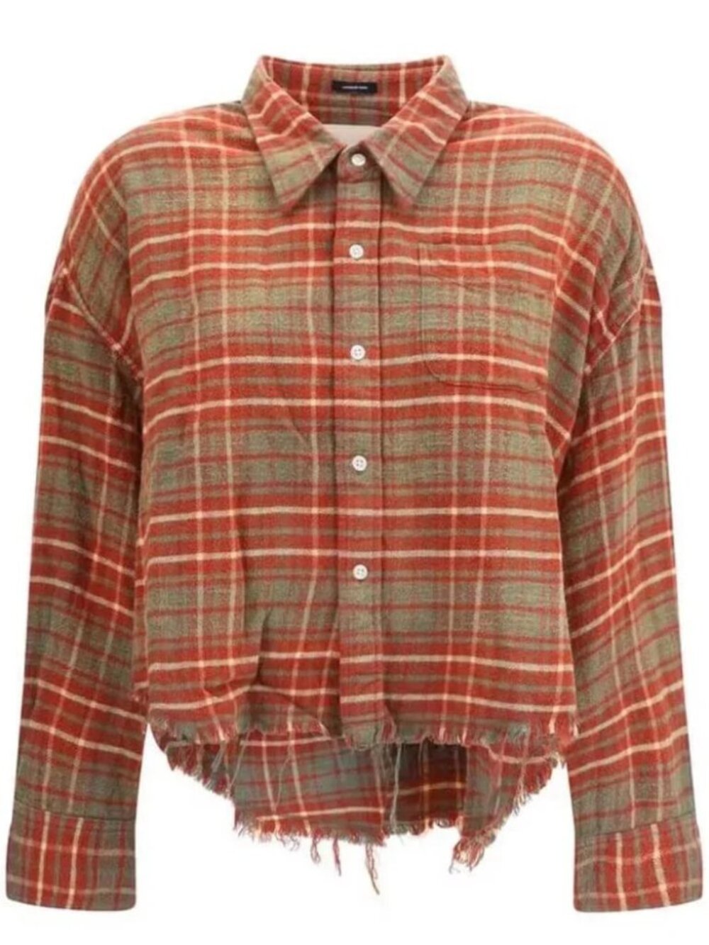 R13 Frayed checked cotton-flannel shirt S
